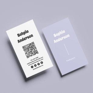 Tarjeta De Visita Diseño vertical moderno   Código QR y vínculos soc