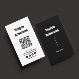 Tarjeta De Visita Diseño vertical moderno   Código QR y vínculos soc