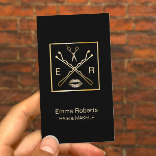 Tarjeta De Visita Diseño y peluca Bobby Pin Scissor & Lips