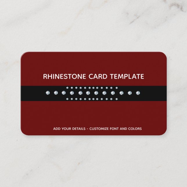 Tarjeta De Visita Diseños de diamantes rojos - Diamante de imitación (Anverso)