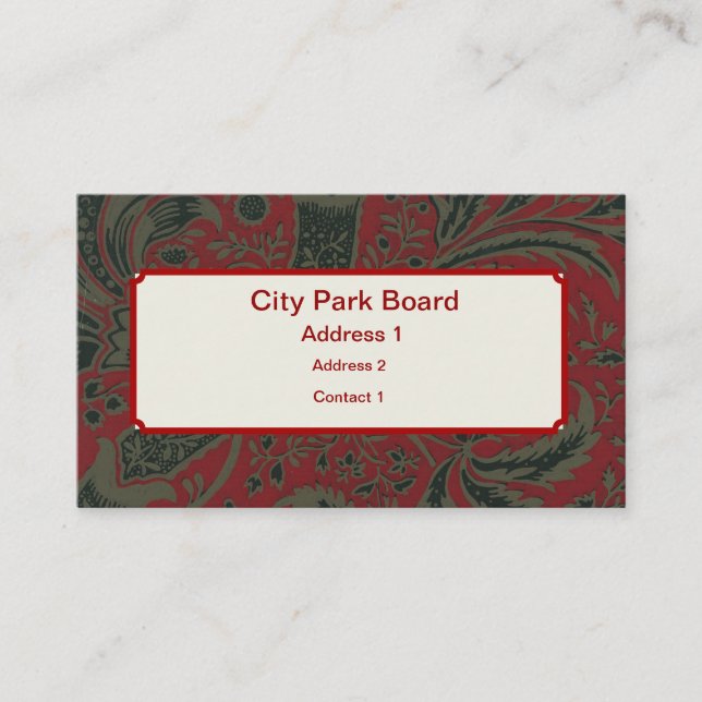 Tarjeta De Visita Diseños de fondo de escritorio de William Morris (Anverso)