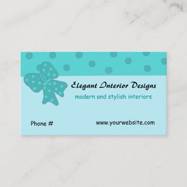 Tarjeta De Visita Diseños de interiores elegantes (Anverso)