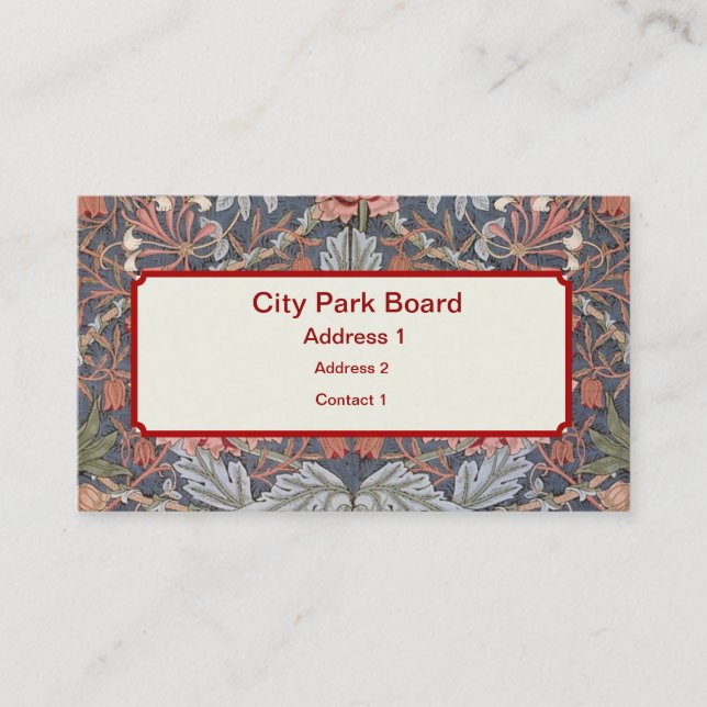 Tarjeta De Visita Diseños del papel pintado de William Morris (Anverso)