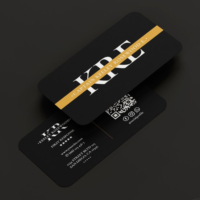 Tarjeta De Visita Dispatcher de línea amarilla delgada rescato moder (Thin Yellow Gold Line Dispatcher Rescue Modern Business Card
)