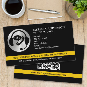 Tarjeta De Visita Dispatcher Personalizado Emergency Police Fire QR 