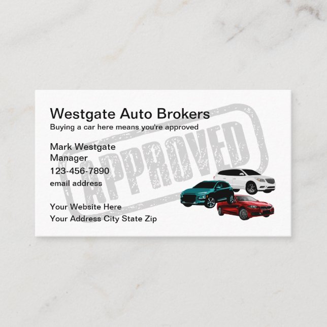Tarjeta De Visita Distribuidor Automático de Coches (Anverso)