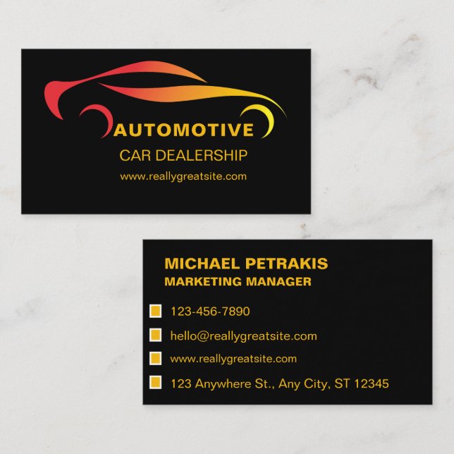 Tarjeta De Visita Distribuidor de Auto Sales de Auto Classy (Anverso / Reverso)