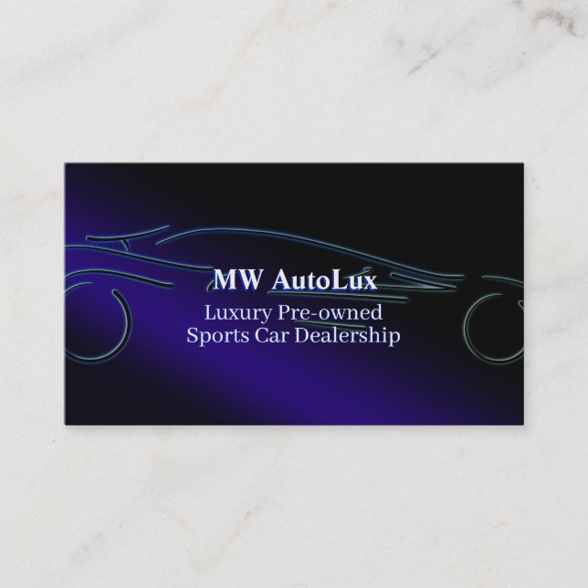 Tarjeta De Visita Distribuidor de coches deportivos, logo azul estil (Anverso)