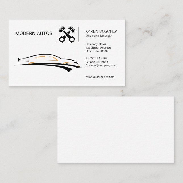 Tarjeta De Visita Distribuidor de coches | Mantenimiento automático  (Anverso / Reverso)