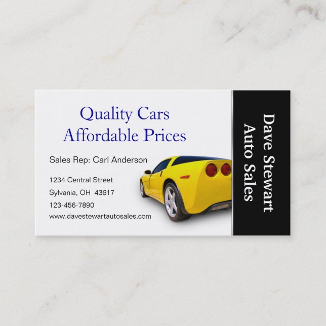 Tarjeta De Visita Distribuidor de coches usado (Anverso)