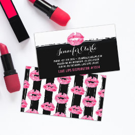 Tarjeta De Visita Distribuidor de lápiz labial Lips rosados Kiss de