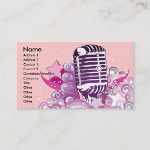 Tarjeta De Visita diva cantando micrófono vintage vector