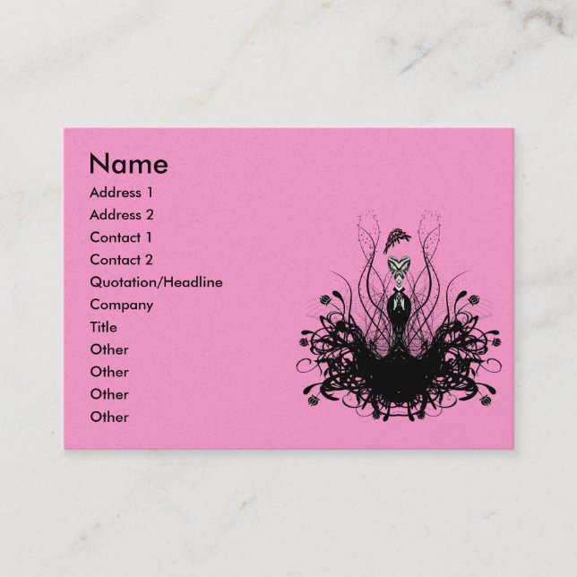 Tarjeta De Visita Diva de moda - con flores (Anverso)