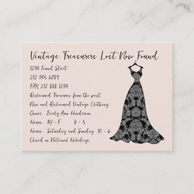 Tarjeta De Visita Diva de moda - Personalizada (Anverso)