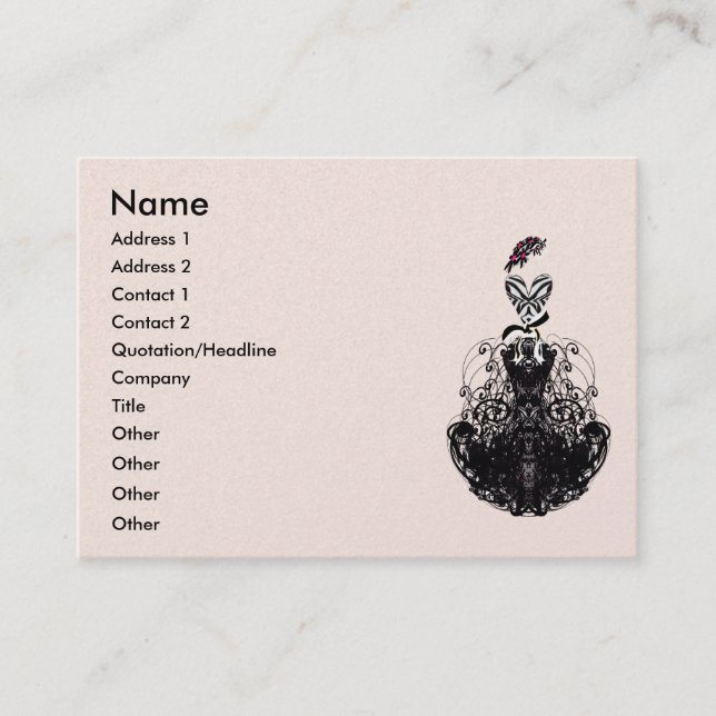 Tarjeta De Visita Diva de moda - Personalizada (Anverso)