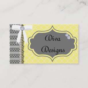 Tarjeta De Visita Diva gris y amarilla