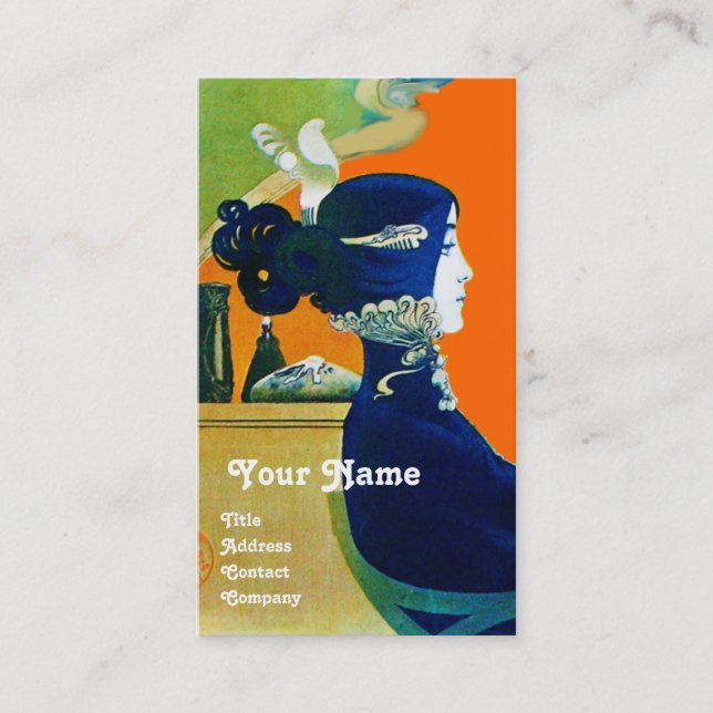 Tarjeta De Visita DIVA IN BLUE MONOGRAM Salón De Belleza ,Makeup Art (Anverso)