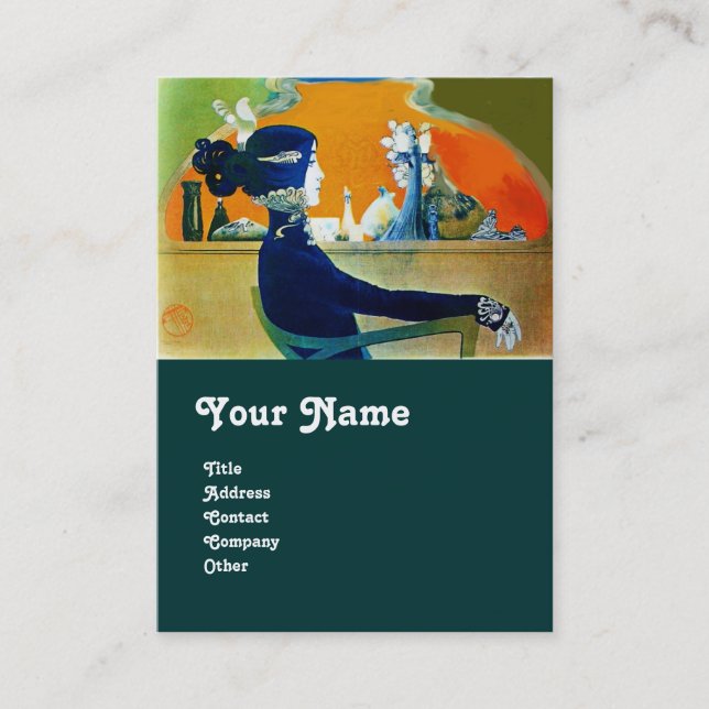 Tarjeta De Visita DIVA IN BLUE MONOGRAM Salón De Belleza ,Makeup Art (Anverso)