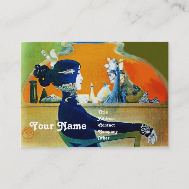 Tarjeta De Visita DIVA IN BLUE MONOGRAM Salón De Belleza ,Makeup Art (Anverso)