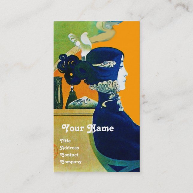 Tarjeta De Visita DIVA IN BLUE MONOGRAM Salón De Belleza ,Makeup Art (Anverso)