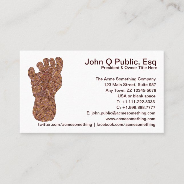 Tarjeta De Visita Diversión de Bigfoot de la pista de Sasquatch (Anverso)