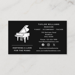 Tarjeta De Visita Diversión de un profesor de piano pianista en medi