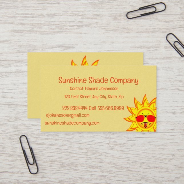 Tarjeta De Visita Diversión demasiado caliente Sunshine Shade la emp (Anverso/Reverso In Situ)