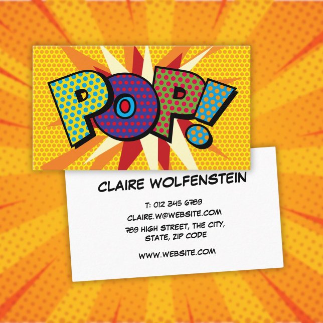 Tarjeta De Visita Diversión POP Cómic Retro (POP Fun Modern Colorful Comic Book Business Card)