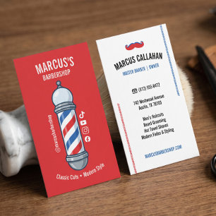 Tarjeta De Visita Diversión Reto Vintage Hombres Polo Barbería Peluq