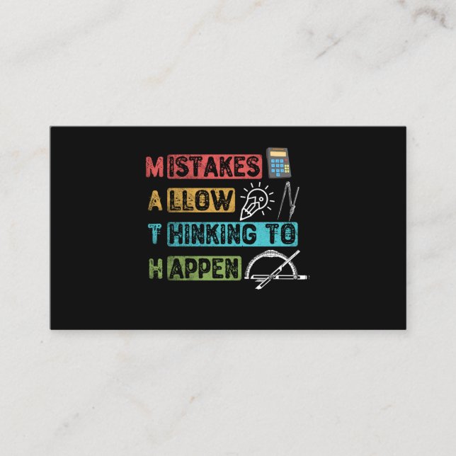 Tarjeta De Visita Divertidas matemáticas. Los Errores Permiten Que E (Anverso)