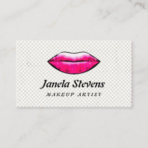 Tarjeta De Visita Divertido artista de maquillaje retro de labios ro