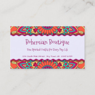 Tarjeta De Visita Divertido Bright Bohemian Mandala