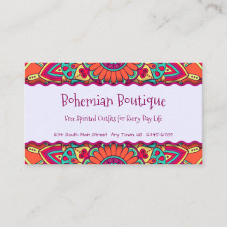 Tarjeta De Visita Divertido Bright Bohemian Mandala