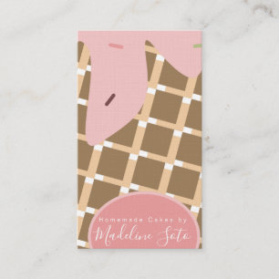 Tarjeta De Visita Divertido Froting Dristing Cake Bakery Waffle Pink