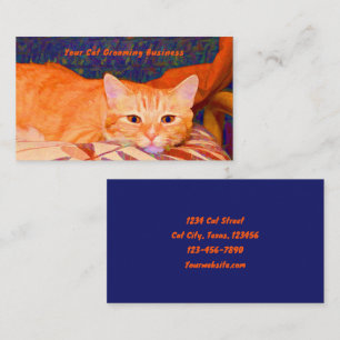 Tarjeta De Visita Divertido Gato Naranja Lindo Cuidado Gato