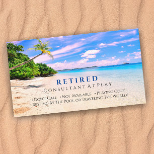 Tarjeta De Visita Divertido Jubilado Atardecer Playa & Palmeras, Bro