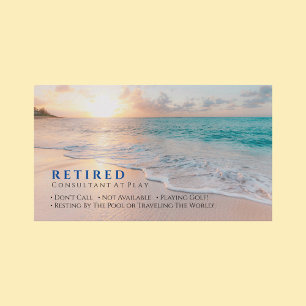 Tarjeta De Visita Divertido Jubilado, Playa del Atardecer, Profesión