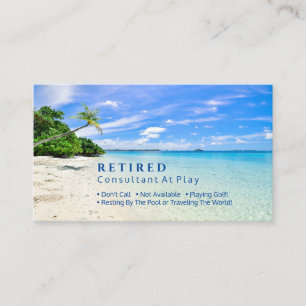 Tarjeta De Visita Divertido Jubilado, Playa y Palmeras, Profesión Br