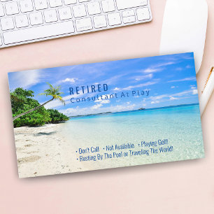 Tarjeta De Visita Divertido Jubilado, Playa y Palmeras, Profesión de