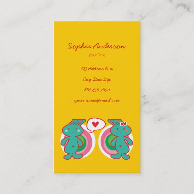 Tarjeta De Visita Divertido Personalizado lindo Dulce gracioso (Anverso)