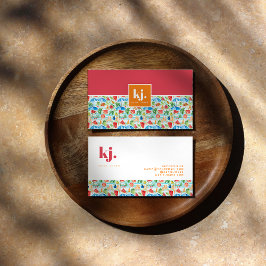 Tarjeta De Visita Diviértete con monograma de verano elegante