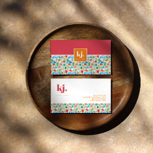 Tarjeta De Visita Diviértete con monograma de verano elegante
