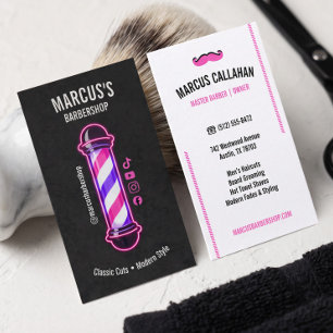 Tarjeta De Visita Diviértete Reto Neon Hombres Barbería Poste Peluqu
