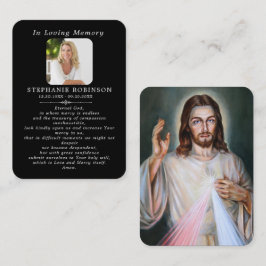 Tarjeta De Visita Divine Mercy Catholic Funeral Black Prayer Card
