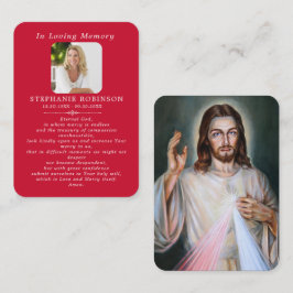Tarjeta De Visita Divine Mercy Catholic Funeral Red Prayer Card