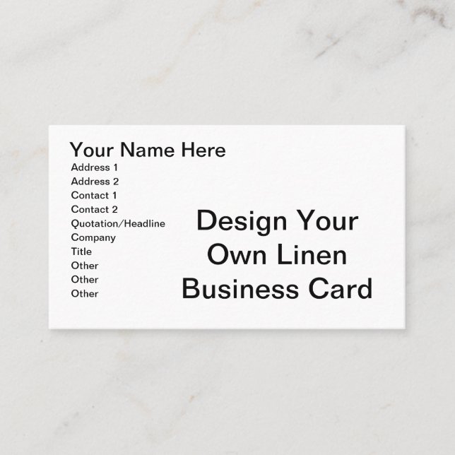 Tarjeta De Visita DIY - Diseñe su propio lino (Anverso)