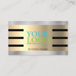 Tarjeta De Visita DIY tu logotipo Yel Gold & Silver Blk. Rayas Vs 2