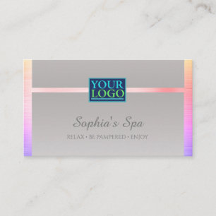 Tarjeta De Visita DIY Your Logo, Business Name, Silver & Rainbow