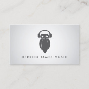 Tarjeta De Visita DJ, banda, músico y logo de la Lechuza Gris Modern