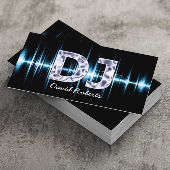Tarjeta De Visita DJ Blue Sound Waves Professional Deejay Music (Subido por el creador)